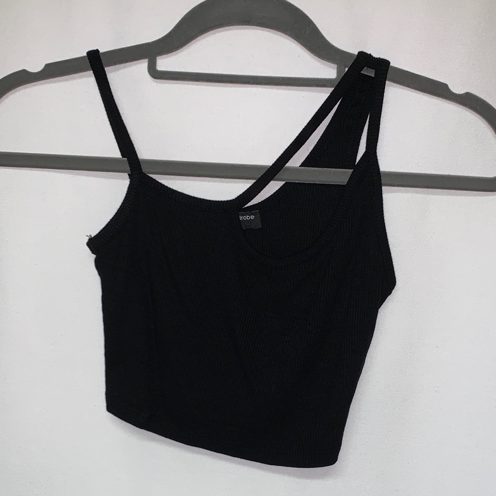 Naked Wardrobe Asymmetrical Black Crop Top